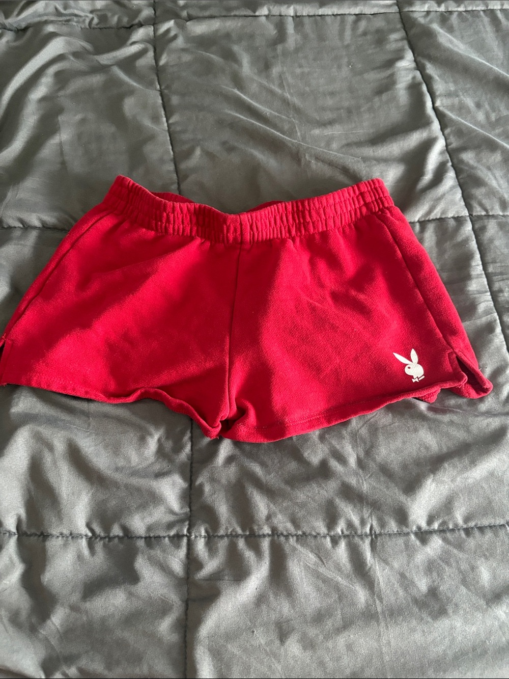PLAYBOY Red Women's Athletic Lounge Shorts with Bunny Logo